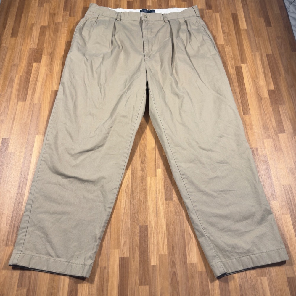 Polo Ralph Lauren Andrew Pant Mens 38x30 Khaki Tan Pleated Chino Cotton Twill